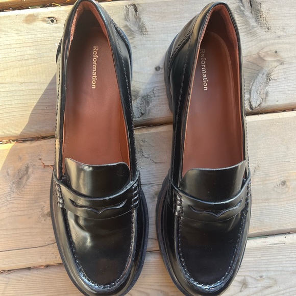 Reformation Agathea Chuncky Black Penny Loafers- women’s 9 - Picture 5 of 15